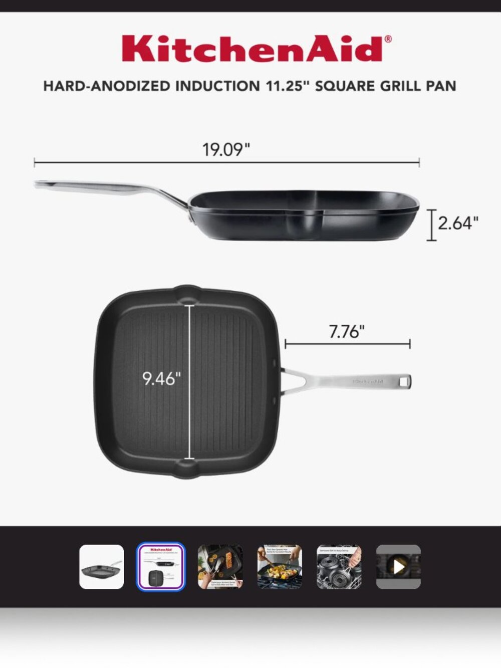 *NEW* KitchenAid Hard Anodized Induction Nonstick Stovetop Grill / Griddle